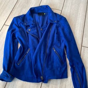 Lysse royal blue suede moto jacket